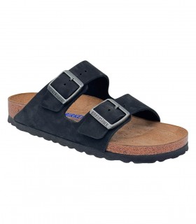 Birkenstock Arizona Soft Footbed Nubuck Leather black ciabatte donna